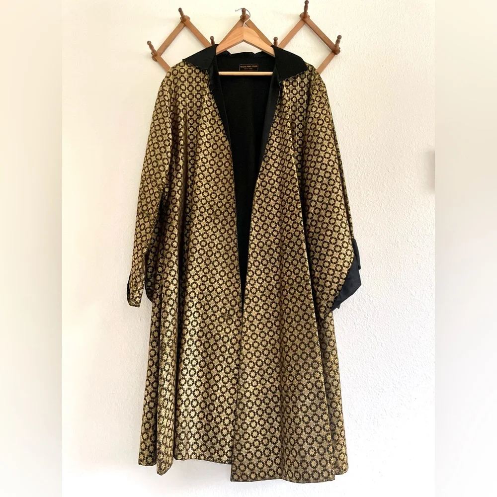 Early 1900s Black and Gold Silk Brocade Coat Designer Helene Pons Studio - Picture 13 of 16